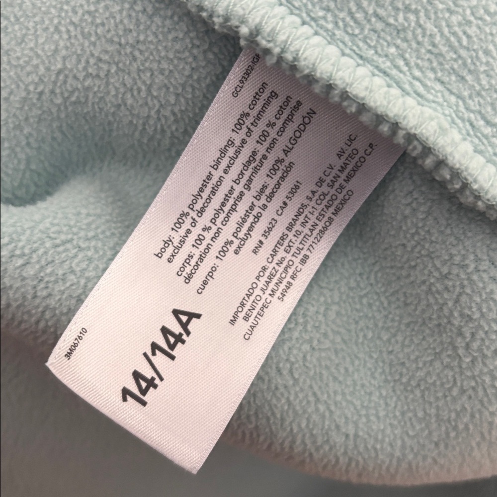 Carters size 14 teal fuzzy quarter zip pull over - Picture 3 of 5